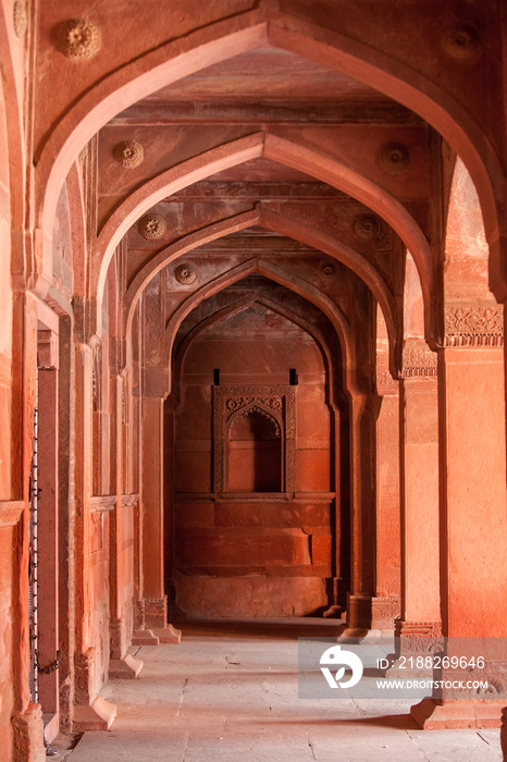 Interior elements of the Red Fort in Agra, India