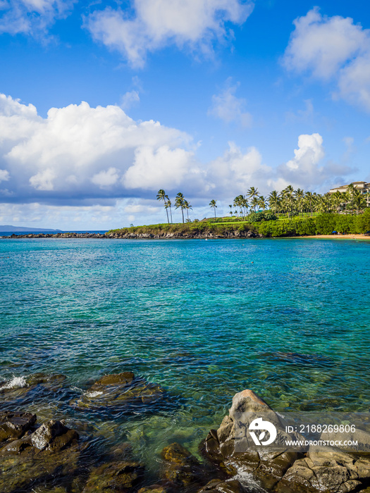 Kapalua beach bay, Maui, Hawaiian Islands: Quiet, elegant, picturesque, Kapalua boasts beautiful seabed and ideal atmosphere for family vacation.