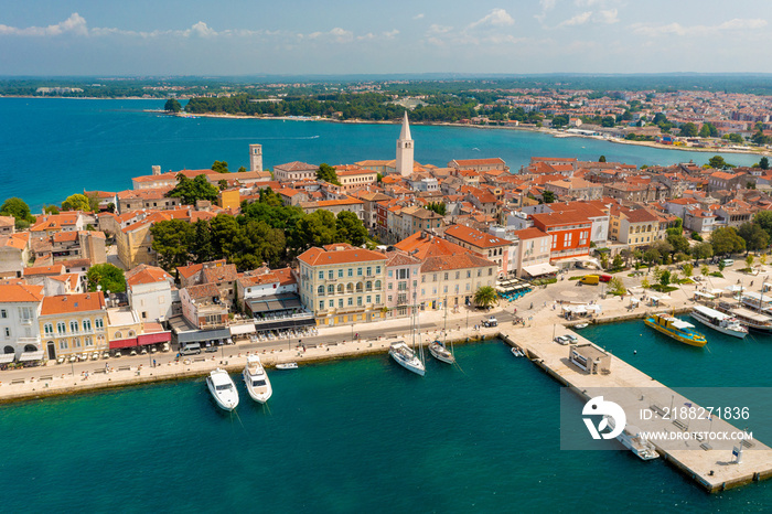 Aerial view of Porec town, Istra, Croatia