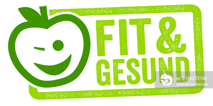 Stempel mit Apfel Fit und Gesund