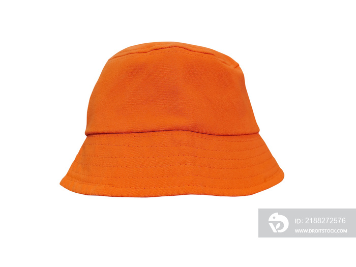 orange bucket hat isolated on white