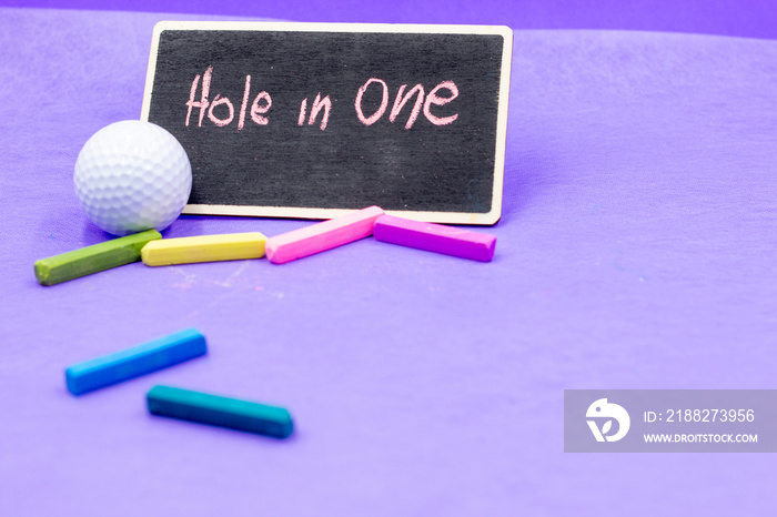 Golf with crayon on purple background for golf school and golf class academy