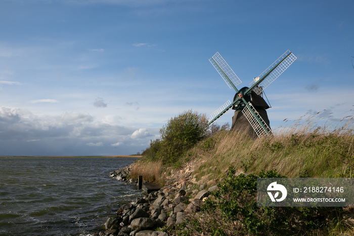 fantastic view to the picturesque windmill near Gelting