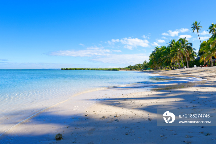 White sandy beach on a small Pacific Island