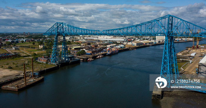 The Tees Transporter Bridge that crosses the River Tees between Middlesbrough and Stockton