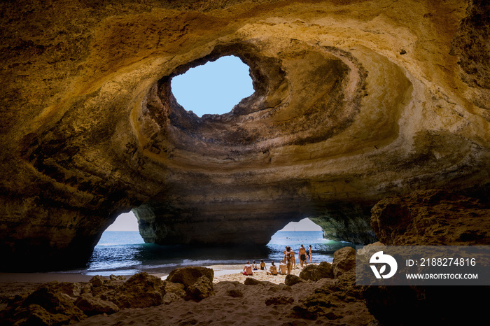 Interior view of the famous cave Algar de Benagil, in Portugal