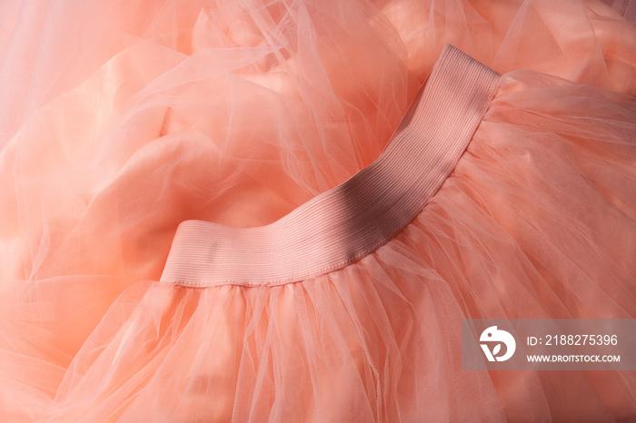 Close up of pink tulle skirt