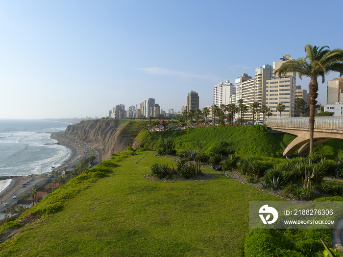 Clear sky in Larcomar, the Mirador of Lima City in the area of Miraflores