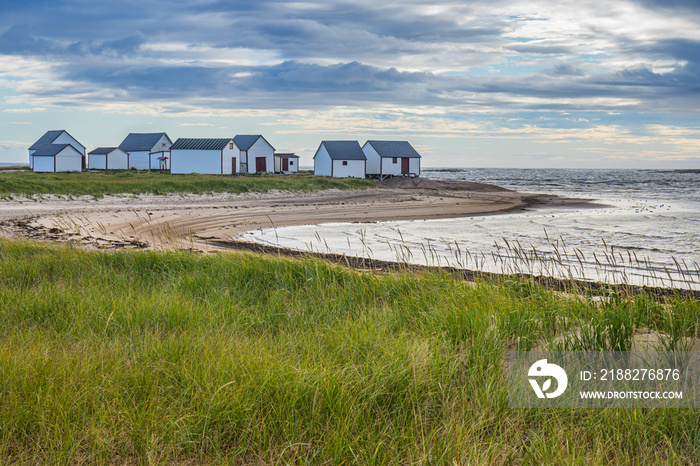 View on the  Galets , a 150 years old fishing site, now historic site, located in Natashquan, small fishing town in Cote Nord region of Quebec (Canada)