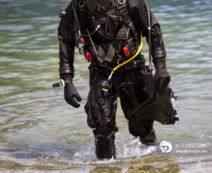 Diver getting out of water