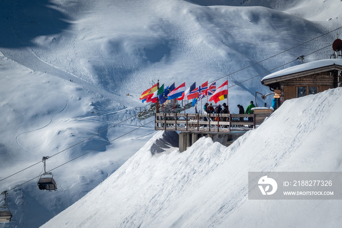 mountain restaurant with sun deck, Dolomites