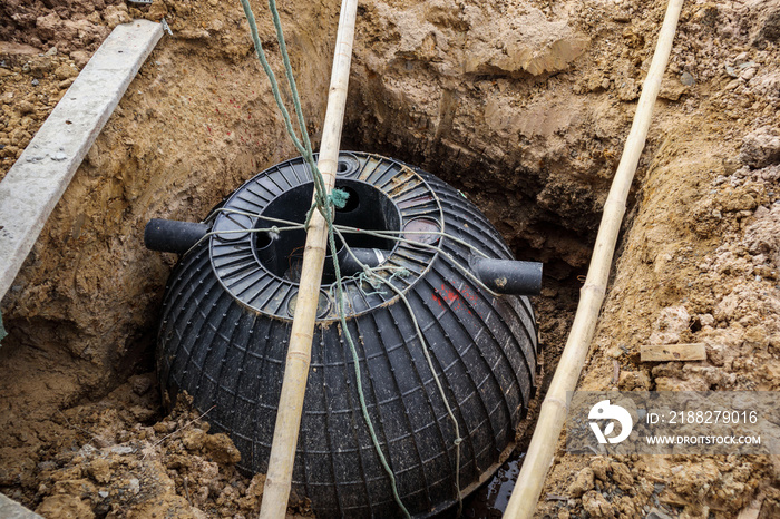 septic tank installation into the ground