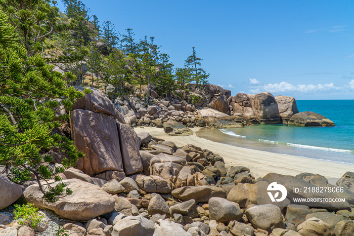 the paradisiacal beach with blue water of Magnetic Island in the northwest of Australia