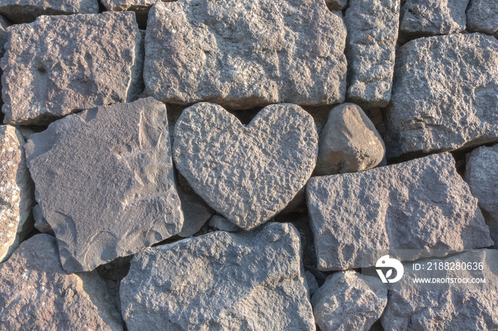 Stone heart in the wall near megane bashi, stone bridge