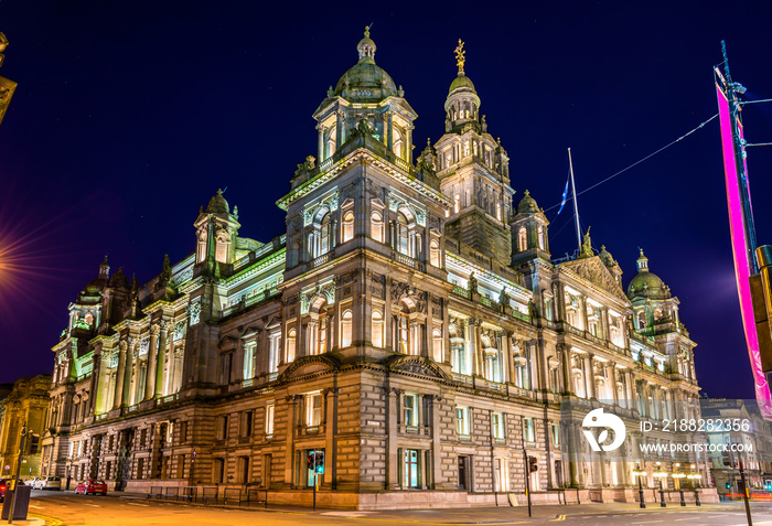 Glasgow City Chambers at night - Scotland