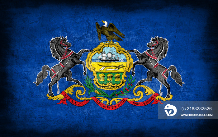 Pennsylvania flag with grunge metal texture