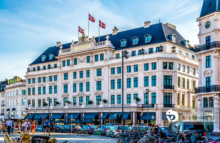 View of Kongens Nytorv square in Copenhagen with Hotel d’Angleterre in the background.