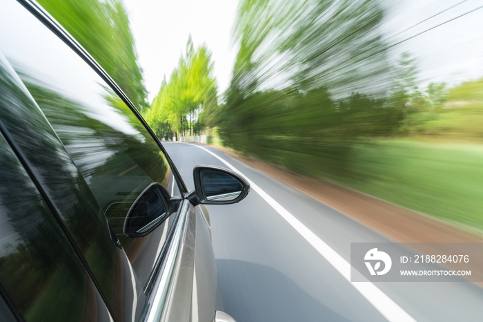 car driving with green motion blur