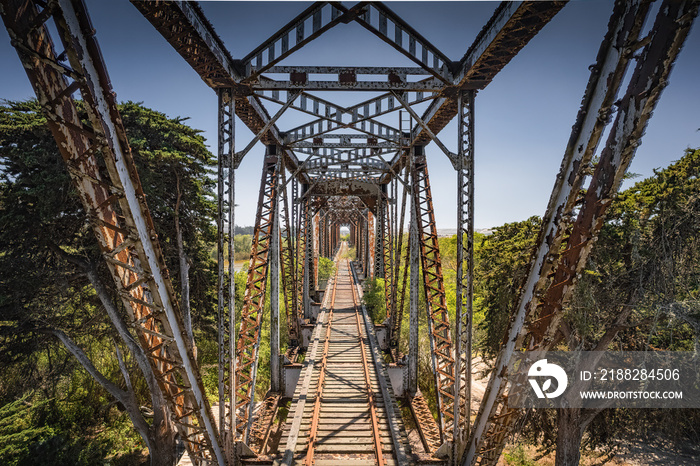 Abandoned Train Tracks Bridge Through Salinas River California