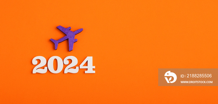 Travel or vacation concept - Year 2024 with airplane