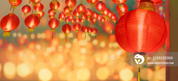 Chinese new year lanterns in china town area.