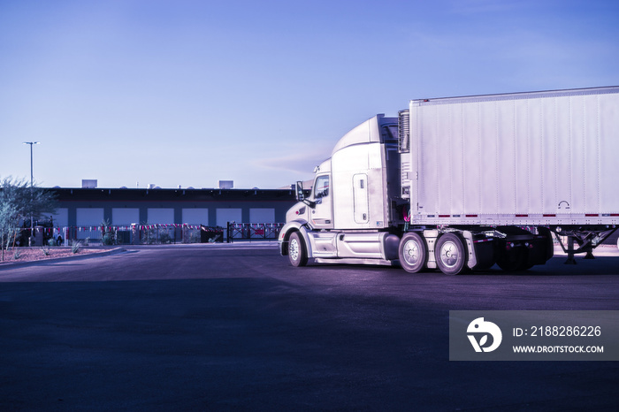 Heavy good truck arrives at warehouse