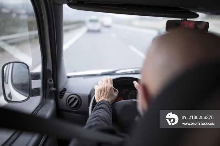 Van Driver Vehicle Interior View