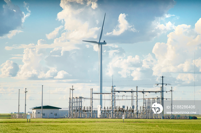 windmill power generator and transformer station