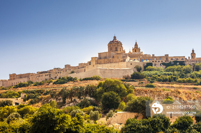 Mdina, a fortified medieval city in the Northern Region of Malta.