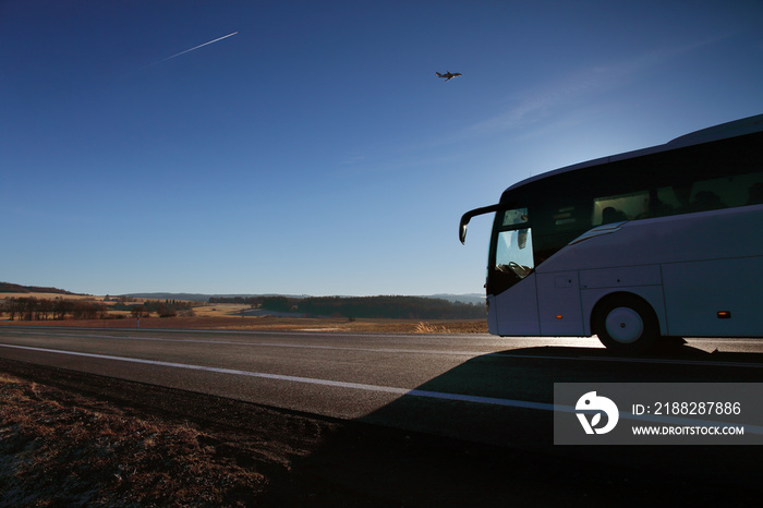 Bus with passengers on their way to vacation.