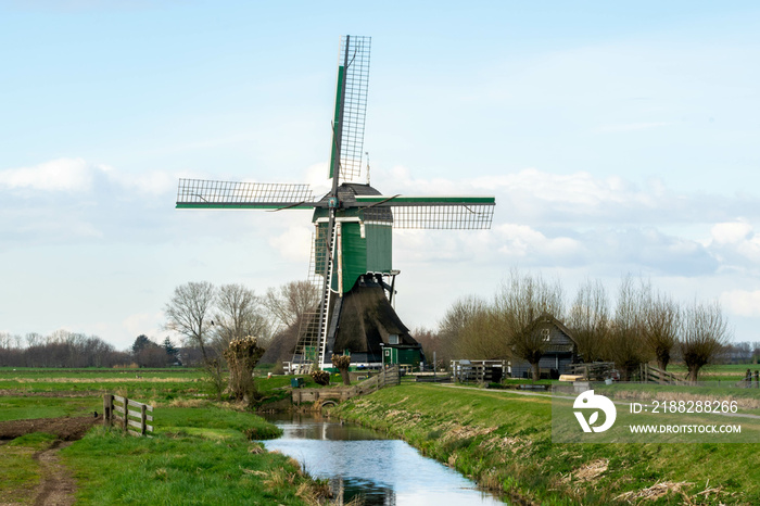 old dutch windmill at the village of Vlist in the Krimpenerwaard in the province of south holland, the Netherlands