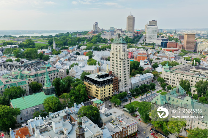 Aerial view of the old town of Quebec City, Quebec, Canada