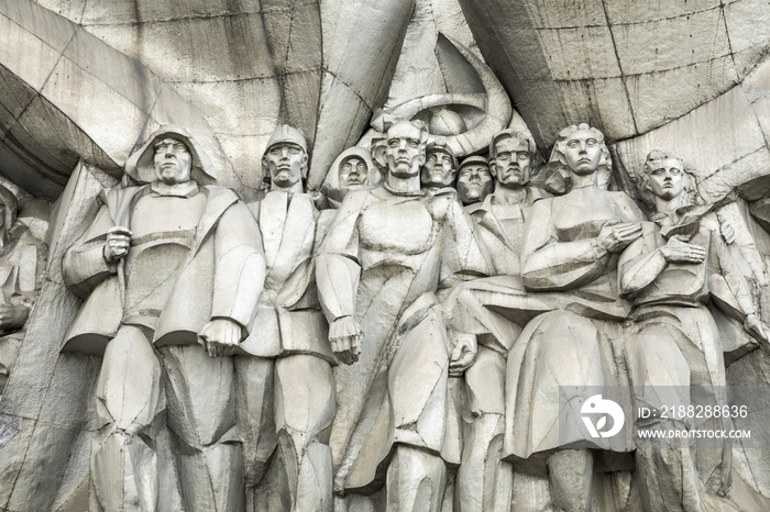 Bas-relief of the Soviet era on old facade building on Nemiga Street in Minsk, Belarus.