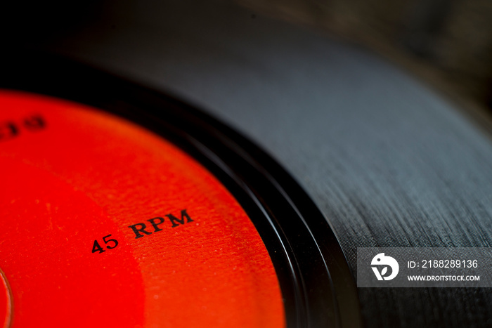 Close-up of Vinyl record music recording support