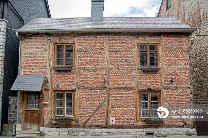 Old brick house in Durbuy, Wallonia, Belgium