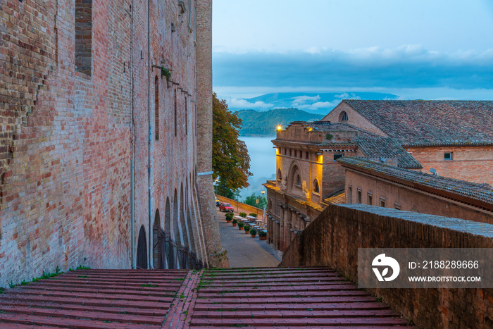 Staircase in the old town of Urbino, italy