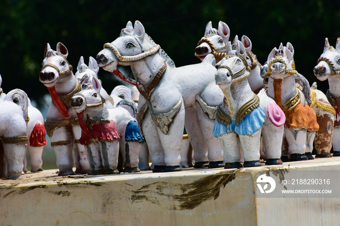 Horse Toys made up of  clay kept together.