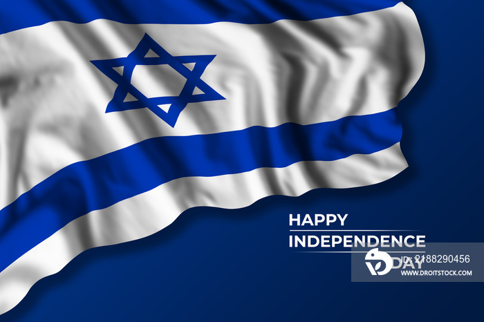 Israel independence day greetings card with flag