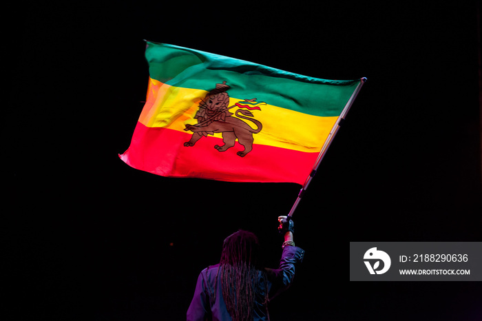 black man waving jamaica flag