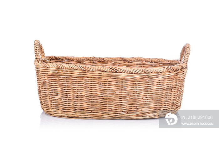 Handmade rattan basket isolated on white background