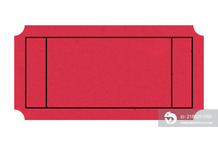 Red ticket isolated with paper texture for mockups