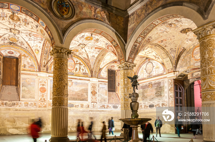 Patio du Palazzo Vecchio à Florence, Toscane, Italie