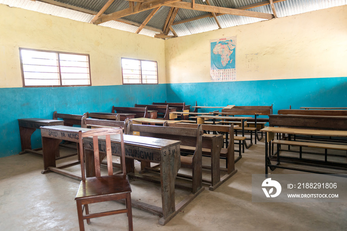 simple class room in village school in Zanzibar