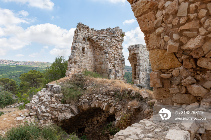 The well-preserved  remains of the Yehiam Crusader fortress at Kibbutz Yehiam, in Galilee, northern Israel