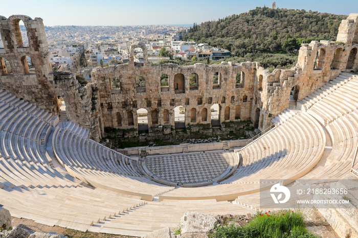 The theater of Herodion Atticus under the ruins of Acropolis, Athens, Greece.