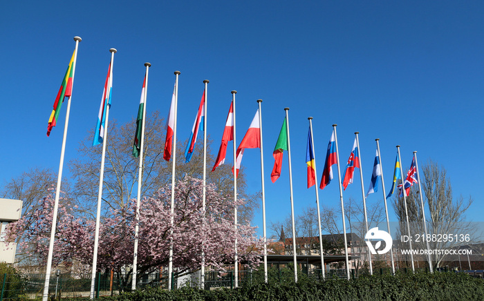 european countries flags in Strasbourg