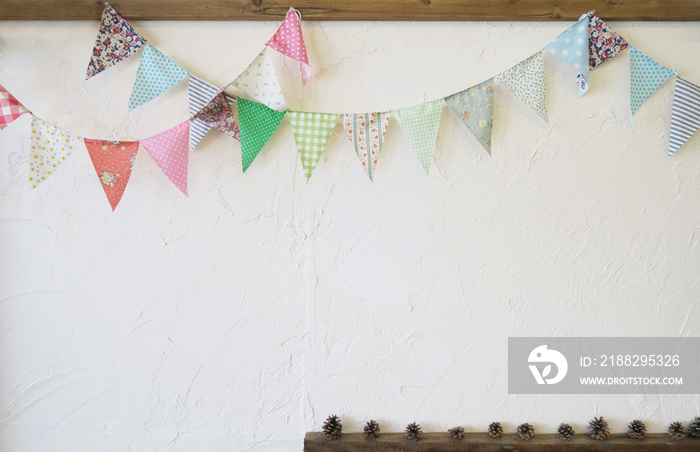 pine cones flag white wall