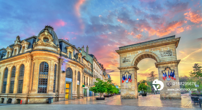 The Guillaume Gate at sunset in Dijon, France