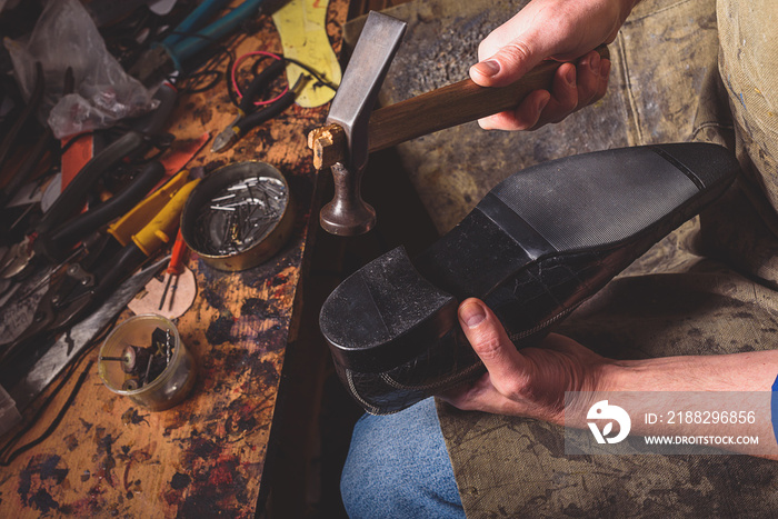 shoe sole repairing with tools