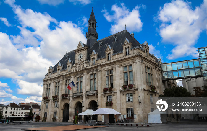 The Saint Denis Town hall at summer day, France.